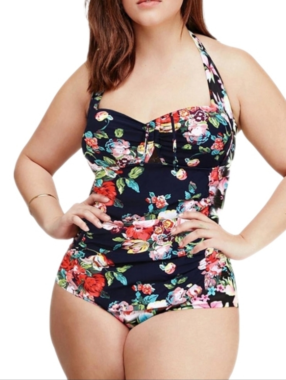 BIKMAN Floral halter top 1 piece bikini swimsuit size 5XL - Picture 2 of 8